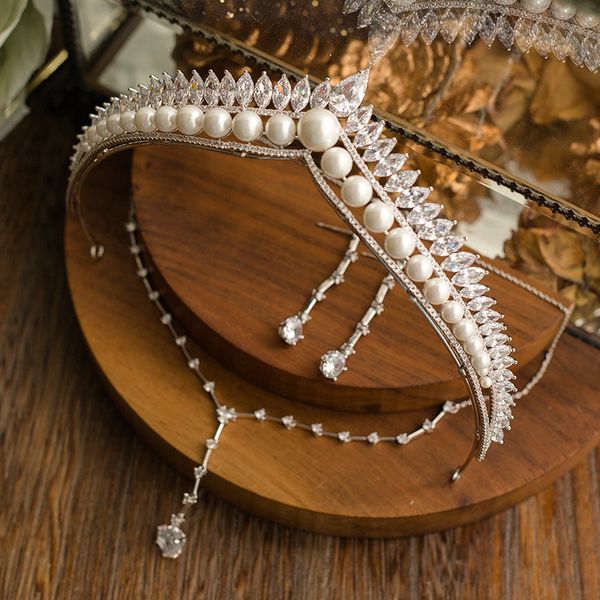 sheaddress water zircon dance new a3380 bridal pearl crown necklace set wedding dress hair accessories s, Silver
sheaddress water zircon dance new a3380 bridal pearl crown necklace set wedding dress hair accessories s, Silver