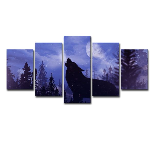 Canvas Painting Wall Art Frame Home Decor 5 Pieces Blue Moon Night Black Wolf Pictures For Living Room Modern HD Printed PENGDA
Canvas Painting Wall Art Frame Home Decor 5 Pieces Blue Moon Night Black Wolf Pictures For Living Room Modern HD Printed PENGDA