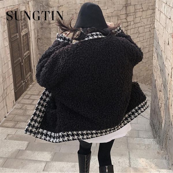 sungtin spring new houndstooth patchwork fleece teddy coat women loose faux fur jacket female winter thick warm overcoat vintage1, Black
sungtin spring new houndstooth patchwork fleece teddy coat women loose faux fur jacket female winter thick warm overcoat vintage1, Black