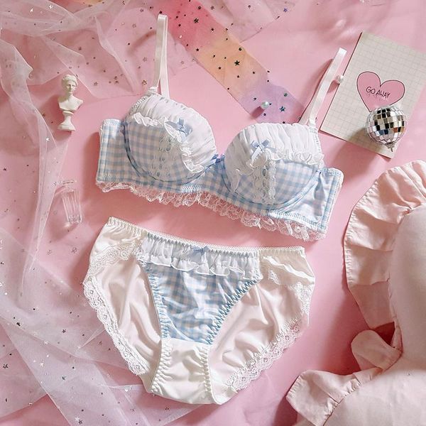 spring and summer sweet cute loli gathered underwear japanese maid blue plaid bubble lace side with steel ring bra set, Red;black
spring and summer sweet cute loli gathered underwear japanese maid blue plaid bubble lace side with steel ring bra set, Red;black