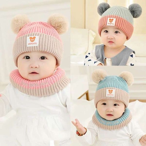 and winter wool thickened warm autumn baby bib korean fashion knitted children's 6-3 year old hat, Red;brown
and winter wool thickened warm autumn baby bib korean fashion knitted children's 6-3 year old hat, Red;brown