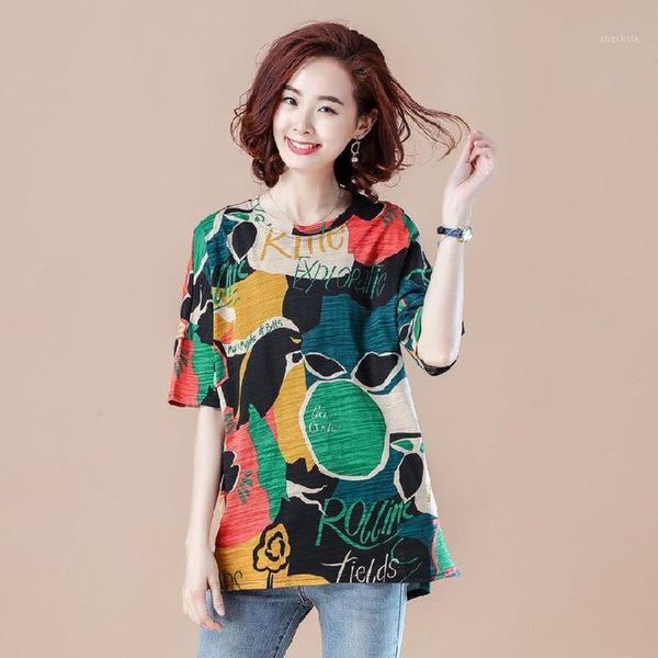 2020 women's summer new korean-style loose and plus-sized printed slightly fat slim short-sleeved t-shirt1, White
2020 women's summer new korean-style loose and plus-sized printed slightly fat slim short-sleeved t-shirt1, White