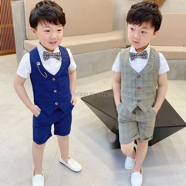 flower boys formal ceremony suit vest +shorts 2pcs kids wedding clothing set children piano prom dance performance costume y200325, White
flower boys formal ceremony suit vest +shorts 2pcs kids wedding clothing set children piano prom dance performance costume y200325, White