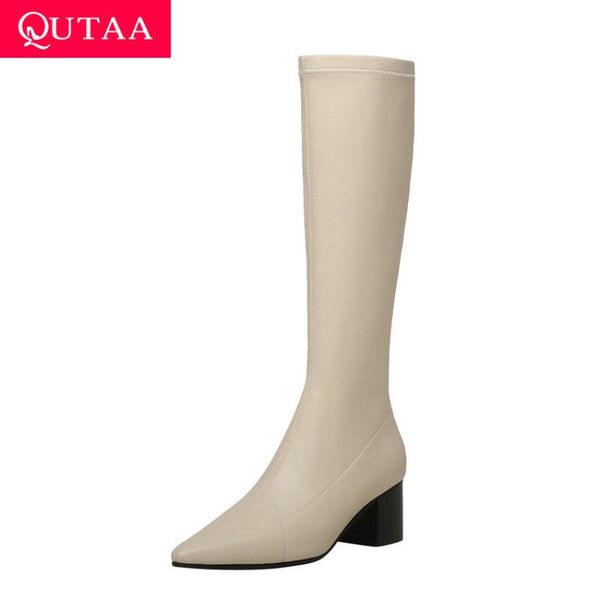 qutaa 2021 square heel all match knee high boots pu leather autumn winter women shoes pointed toe zipper long boots size 34-40, Black
qutaa 2021 square heel all match knee high boots pu leather autumn winter women shoes pointed toe zipper long boots size 34-40, Black
