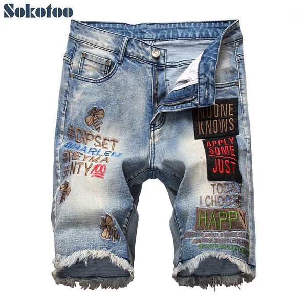 sokotoo men's knee length letters embroidery fringe shorts plus size bees embroidered patches slim straight denim jeans1, White;black
sokotoo men's knee length letters embroidery fringe shorts plus size bees embroidered patches slim straight denim jeans1, White;black