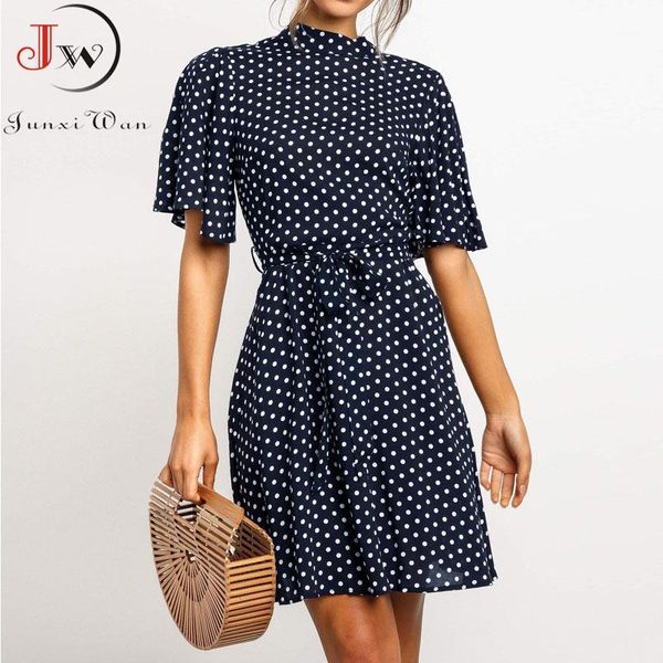 vintage women dress summer elegant polka dot turtleneck mini dress ruffles sleeves high waist office party dresses with belt1, White;black
vintage women dress summer elegant polka dot turtleneck mini dress ruffles sleeves high waist office party dresses with belt1, White;black