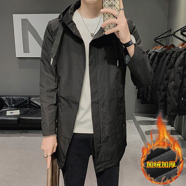 winter new plush thickened medium long hooded warm thick windbreaker men's slim fit coat, Tan;black
winter new plush thickened medium long hooded warm thick windbreaker men's slim fit coat, Tan;black