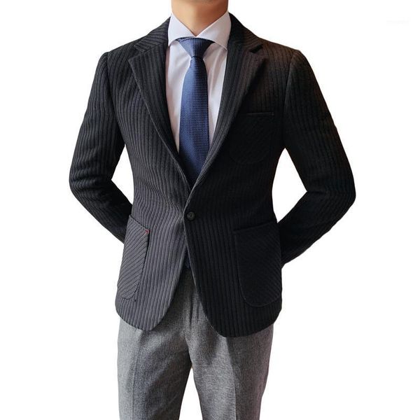 autumn and winter men's solid color knitted striped single suit korean style slim handsome business suit jacket dress1, White;black
autumn and winter men's solid color knitted striped single suit korean style slim handsome business suit jacket dress1, White;black