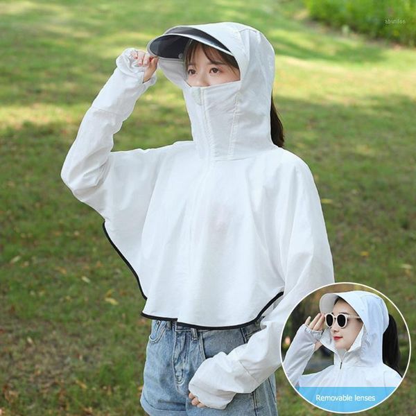 women's jackets sun brim cap clothing women summer splicing ice silk zipper hooded beach uv protection breathable thin sunscreen outwea, Black;brown
women's jackets sun brim cap clothing women summer splicing ice silk zipper hooded beach uv protection breathable thin sunscreen outwea, Black;brown