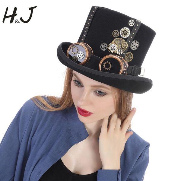 wide brim hats women men black wool handmade steampunk hat with steam punk glasses gear fedora party 15cm 4 size, Blue;gray
wide brim hats women men black wool handmade steampunk hat with steam punk glasses gear fedora party 15cm 4 size, Blue;gray