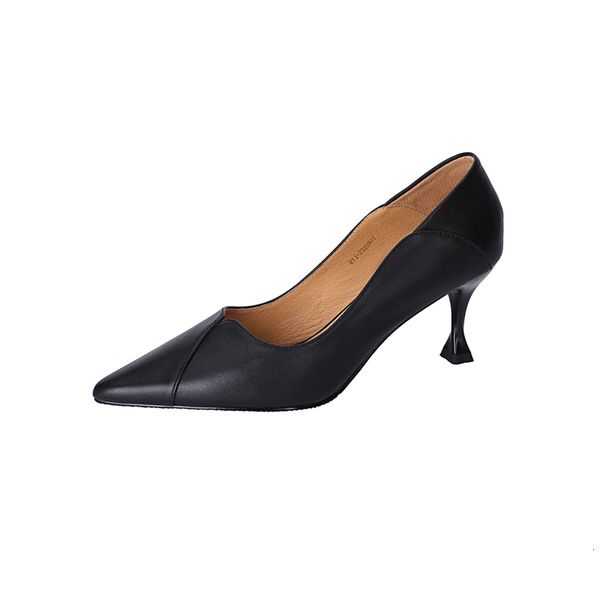 new arrival 2021 female genuine high-heeled black-white rice shoes kl97