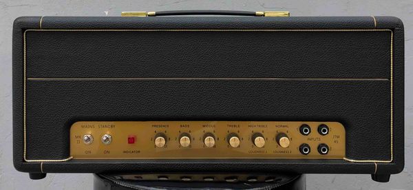 custom mar-shal style jtm45 point to point solidering guitar amp head 100w gold binding black tolex
custom mar-shal style jtm45 point to point solidering guitar amp head 100w gold binding black tolex