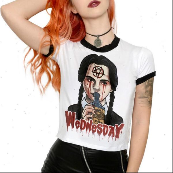women crop t shirt girl party tshirt bustier slim fit clothes streetwear clothing wednesday adams family satan gothic, White
women crop t shirt girl party tshirt bustier slim fit clothes streetwear clothing wednesday adams family satan gothic, White