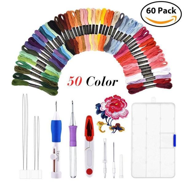 embroidery punching needle set 50 colors thread embroidery punch stitching knitting pen kit diy sewing accessories with tweezer1, Black
embroidery punching needle set 50 colors thread embroidery punch stitching knitting pen kit diy sewing accessories with tweezer1, Black