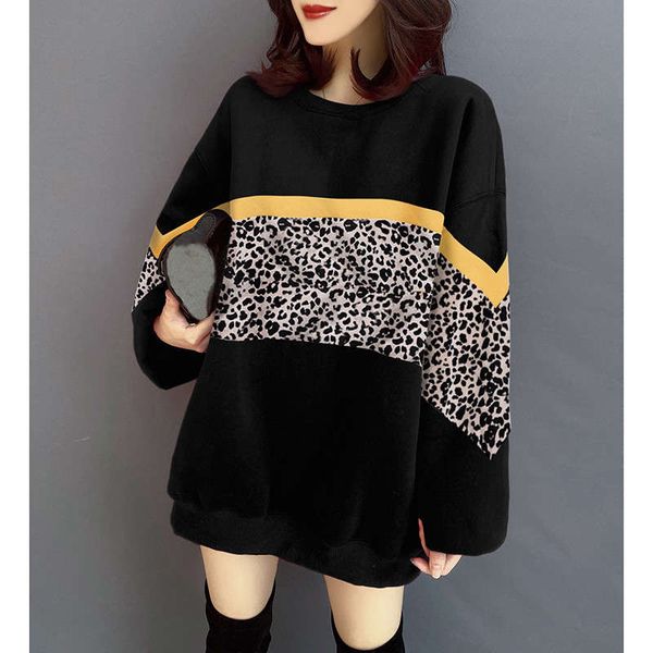 ts foreign style leopard print color contrast stripe stitching medium length sweater women's autumn / winter 2020 new european products, Black
ts foreign style leopard print color contrast stripe stitching medium length sweater women's autumn / winter 2020 new european products, Black
