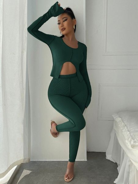 stitching flounce sleeve split hem crop & leggings b9ig#, White
stitching flounce sleeve split hem crop & leggings b9ig#, White