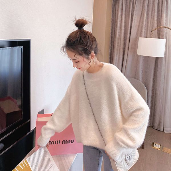 2020 autumn winter new mink like loose sweater, lazy sle, medium and long fashion mother drs for pregnant women, White
2020 autumn winter new mink like loose sweater, lazy sle, medium and long fashion mother drs for pregnant women, White