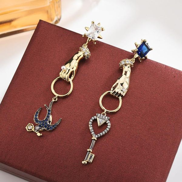 dangle & chandelier linmouge fashion long pendant gold color earrigns for women lucky swallow charm palm asymmetry personality unusual jewel, Silver
dangle & chandelier linmouge fashion long pendant gold color earrigns for women lucky swallow charm palm asymmetry personality unusual jewel, Silver