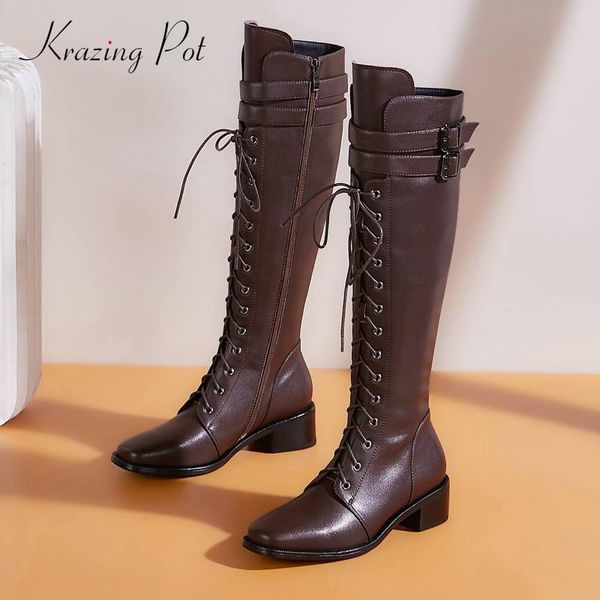 krazing pot motorcycle boots split leather buckle decorations square toe thick med heel zipper elegant lady knee-high boots l2f5, Black
krazing pot motorcycle boots split leather buckle decorations square toe thick med heel zipper elegant lady knee-high boots l2f5, Black