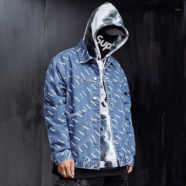 yasuguoji fashion hip letter printed jeans men jacket japanese streetwear mens denim jacket men plus size chaqueta hombre1, Black;brown 
yasuguoji fashion hip letter printed jeans men jacket japanese streetwear mens denim jacket men plus size chaqueta hombre1, Black;brown