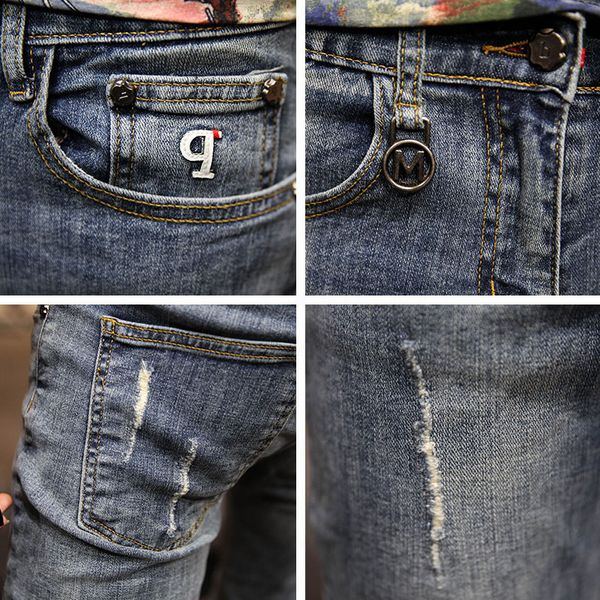 teenagers boys ripped hole trendy men's slim feet spiritual guy ankle length pants skinny men social mens jeans, Blue
teenagers boys ripped hole trendy men's slim feet spiritual guy ankle length pants skinny men social mens jeans, Blue