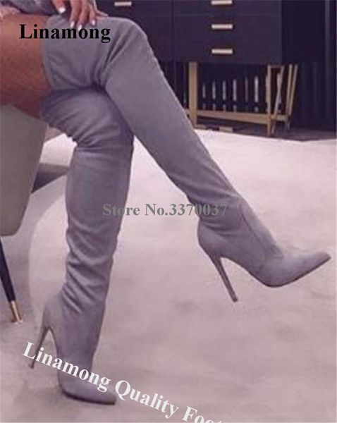 boots linamong women pointed toe stiletto heel over knee grey beige slim long high club dress shoes, Black
boots linamong women pointed toe stiletto heel over knee grey beige slim long high club dress shoes, Black