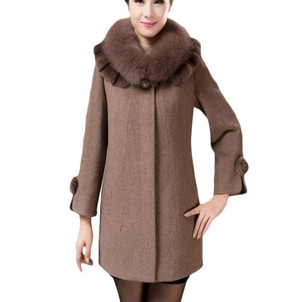 women's wool & blends autumn winter jacket coat mother women fur collar cashmere medium-long woolen coats plus size overcome 5xl f618, Black
women's wool & blends autumn winter jacket coat mother women fur collar cashmere medium-long woolen coats plus size overcome 5xl f618, Black
