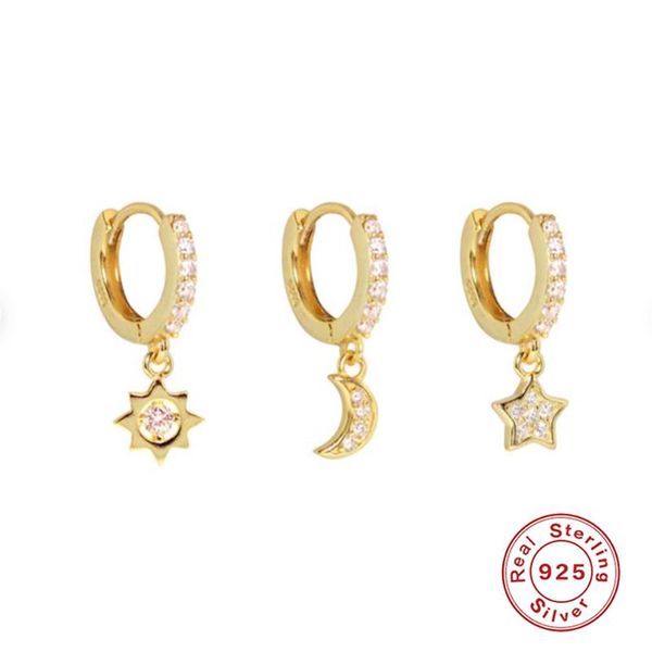 hoop & huggie 3pcs 925 sterling silver earring star moon sun pendant earrings for women lovers' girl cz pendientes fine jewelry, Golden;silver
hoop & huggie 3pcs 925 sterling silver earring star moon sun pendant earrings for women lovers' girl cz pendientes fine jewelry, Golden;silver