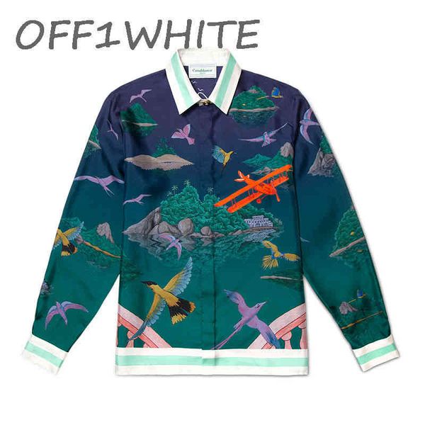 high version casablanca sicilian island flower and bird aircraft hawaiian long sleeve shirt, White;black
high version casablanca sicilian island flower and bird aircraft hawaiian long sleeve shirt, White;black