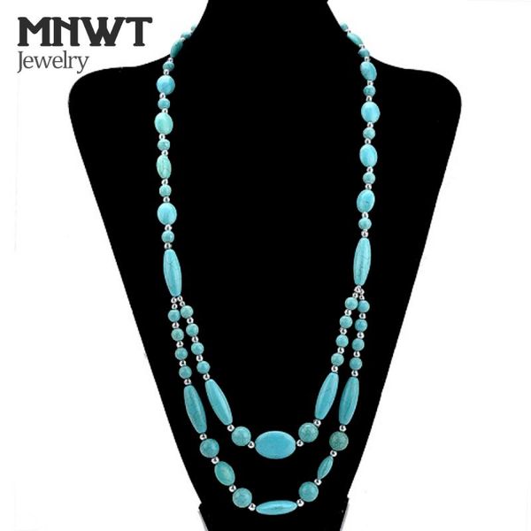 chains mnwt charm fashion women's turquoises round necklaces bohemia style synthetic stone beaded long chain necklace jewelr, Silver
chains mnwt charm fashion women's turquoises round necklaces bohemia style synthetic stone beaded long chain necklace jewelr, Silver