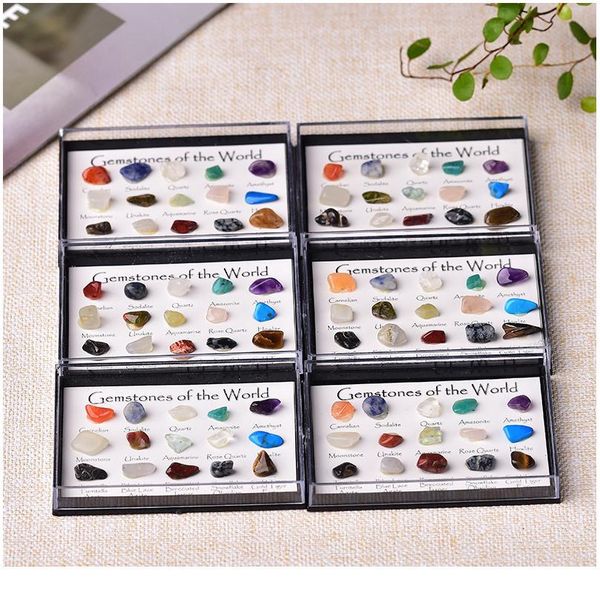 1set natural crystal stone 15 in 1 rock mineral specimen teaching specimens jaspery gift box healing stone gifts for qyltyw, Black 
1set natural crystal stone 15 in 1 rock mineral specimen teaching specimens jaspery gift box healing stone gifts for qyltyw, Black