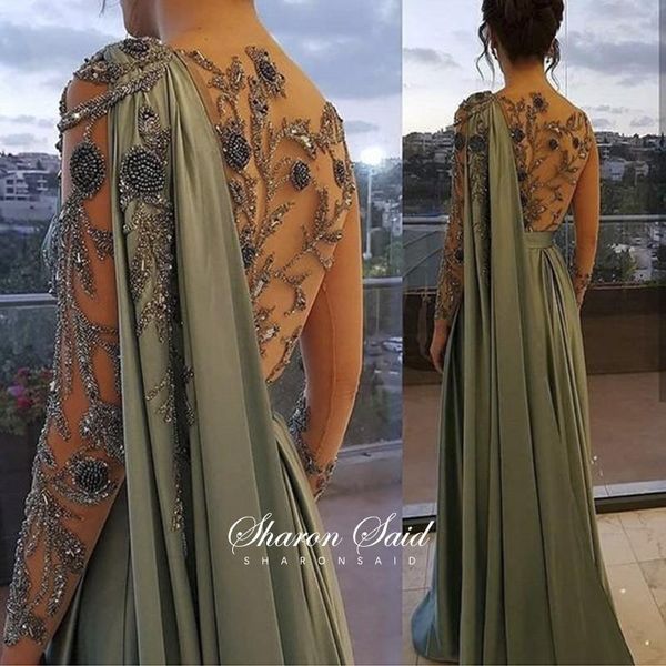 party dresses arabic one shoulder olive green muslim evening dress with cape long sleeves dubai women wedding gowns elegant plus size, White;black
party dresses arabic one shoulder olive green muslim evening dress with cape long sleeves dubai women wedding gowns elegant plus size, White;black