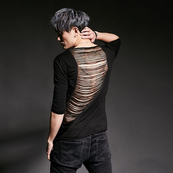 2021 hip hop male t-shirt, night club, stage, sexy, with open back, slim fit streetwear shirts uz10, White;black
2021 hip hop male t-shirt, night club, stage, sexy, with open back, slim fit streetwear shirts uz10, White;black