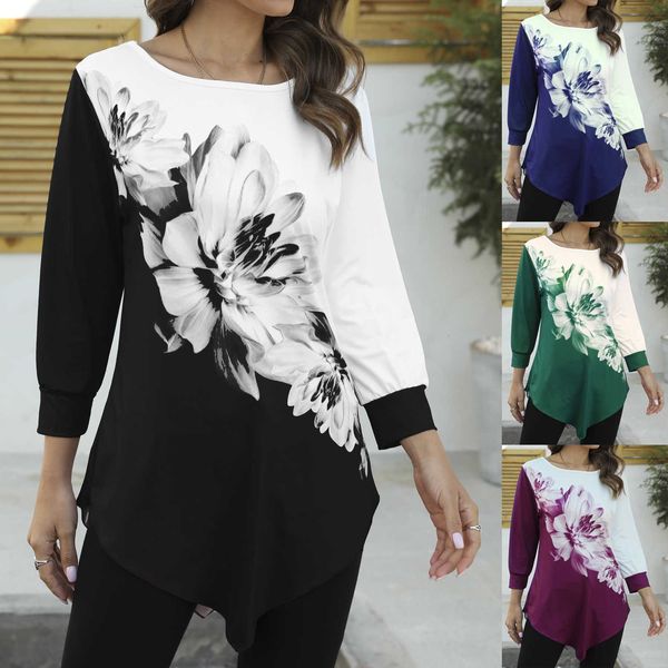 4 colors women's casual 3d flower print t shirts twist knot tunics blouses side twist irregular loose o neck long sleeve, White
4 colors women's casual 3d flower print t shirts twist knot tunics blouses side twist irregular loose o neck long sleeve, White