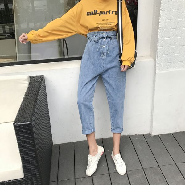 2021 new babysitting female autumn elastic boyfriend vintage jeans denim stripes button hare pants longer size 614w, Blue
2021 new babysitting female autumn elastic boyfriend vintage jeans denim stripes button hare pants longer size 614w, Blue