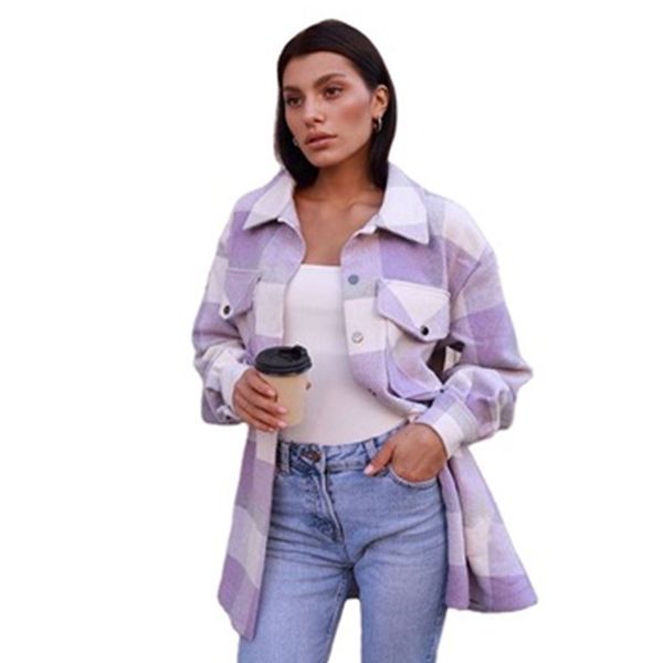 plaid vintage pockets oversized jacket coat women fashion lapel collar long sleeve loose outerwear chic, White
plaid vintage pockets oversized jacket coat women fashion lapel collar long sleeve loose outerwear chic, White