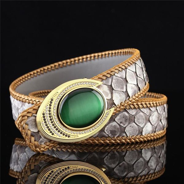 authentic real snakeskin green artificial stone buckle men's belt genuine python leather woven border belts male waist strap, Black;brown
authentic real snakeskin green artificial stone buckle men's belt genuine python leather woven border belts male waist strap, Black;brown