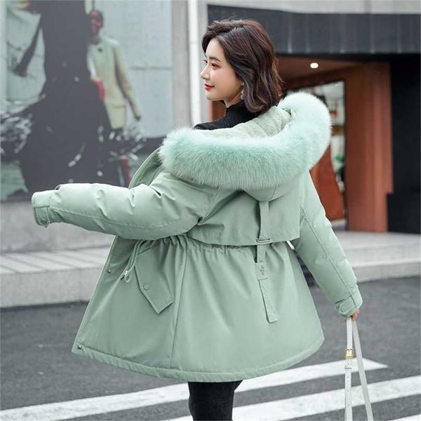 ladies solid velvet liner thicken hooded parka women slim big fur collar outerwear autumn winter jacket coat parkas female 211216, Black
ladies solid velvet liner thicken hooded parka women slim big fur collar outerwear autumn winter jacket coat parkas female 211216, Black