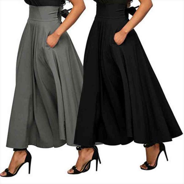 summer fashion skirt with pocket solid ankle-length vintage skirt for women black long
summer fashion skirt with pocket solid ankle-length vintage skirt for women black long