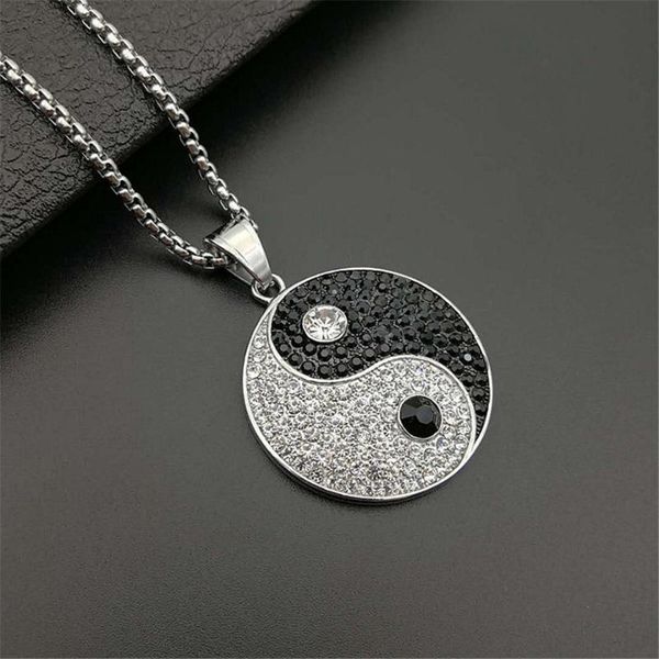 yin yang tai chi pendants necklaces for men silver color round stainless steel paved cz crystal out hip hop rapper jewelry
yin yang tai chi pendants necklaces for men silver color round stainless steel paved cz crystal out hip hop rapper jewelry