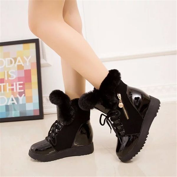 natural wool fur women snow boots fashion winter warm ankle boots women comfortable lace-up flat shoes platform metal decoration, Black
natural wool fur women snow boots fashion winter warm ankle boots women comfortable lace-up flat shoes platform metal decoration, Black