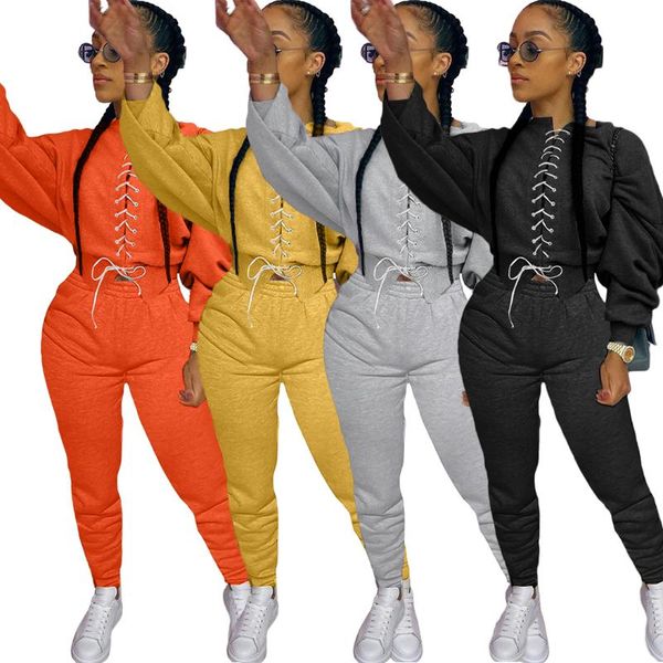 women autumn winter outfits solid 2pcs sets long sleeve tie up bandage sweatshirt + long pant sport wear casual lounge wear, Gray
women autumn winter outfits solid 2pcs sets long sleeve tie up bandage sweatshirt + long pant sport wear casual lounge wear, Gray