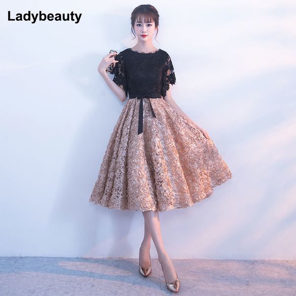 ladybeauty 2020 new evening dress black with khaki color lace short prom party gowns wedding plus dresses lj201124, White;black
ladybeauty 2020 new evening dress black with khaki color lace short prom party gowns wedding plus dresses lj201124, White;black