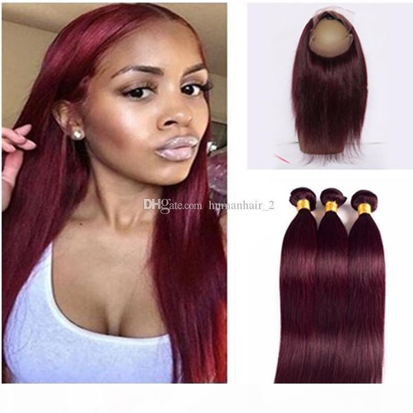 brazilian wine red 3 bundles virgin hair with 360 frontal silk straight burgundy 99j full frontal 360 band lace closure with hair weaves, Black;brown
brazilian wine red 3 bundles virgin hair with 360 frontal silk straight burgundy 99j full frontal 360 band lace closure with hair weaves, Black;brown