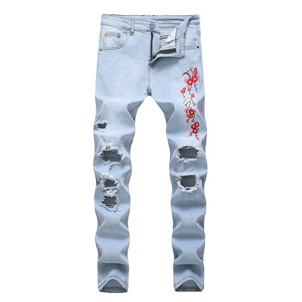 men's jeans ripped patchwork denim trousers buttoned flight pants zipper plus large light blue tie and dyed
men's jeans ripped patchwork denim trousers buttoned flight pants zipper plus large light blue tie and dyed