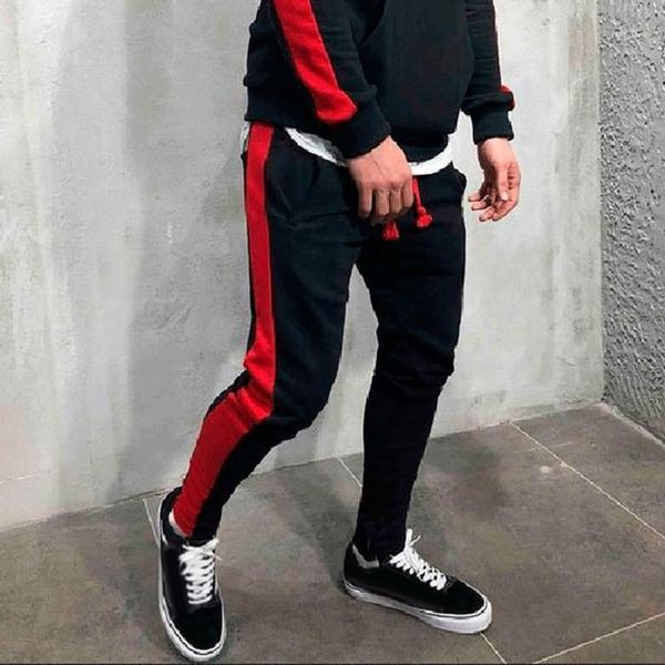 men casual sport pants tracksuit trousers fitness workout jogger gym sweatpants contrast color fashion fitting pants male1, Black
men casual sport pants tracksuit trousers fitness workout jogger gym sweatpants contrast color fashion fitting pants male1, Black
