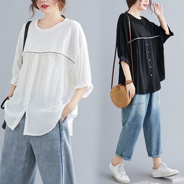 women's blouses & shirts #2860 summer 2021 black white casual blouse shirt for women big size loose o neck pleated ladies and butt
women's blouses & shirts #2860 summer 2021 black white casual blouse shirt for women big size loose o neck pleated ladies and butt