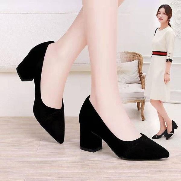 women high-heel pumps summer square heels fashion women working shoes slip on office & career ladies high heels shoes, Black
women high-heel pumps summer square heels fashion women working shoes slip on office & career ladies high heels shoes, Black