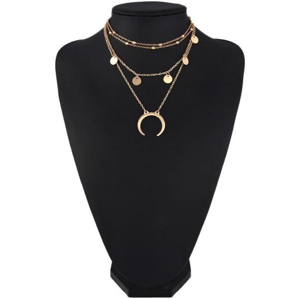 bohemian sequins moon pendant necklaces vintage multilayer gold color choker necklace for women party jewelry, Golden;silver
bohemian sequins moon pendant necklaces vintage multilayer gold color choker necklace for women party jewelry, Golden;silver