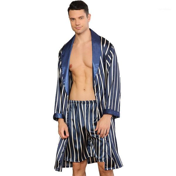 navy blue striped satin bathrobe sleepwear pajama set for men nightwear sleep 2pcs home suit pants pyjama nightgown robe1, Black;brown
navy blue striped satin bathrobe sleepwear pajama set for men nightwear sleep 2pcs home suit pants pyjama nightgown robe1, Black;brown
